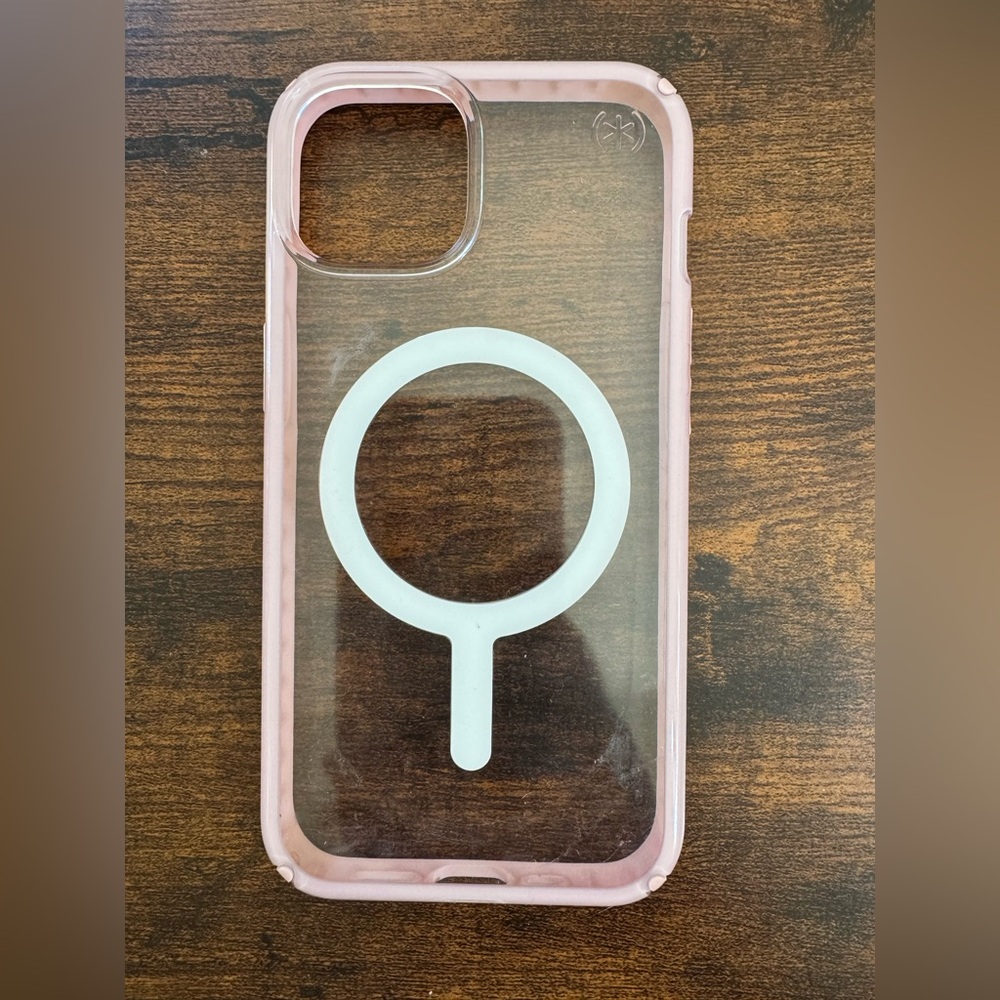 Speck Clear and Pink iPhone 13 Case with MagSafe